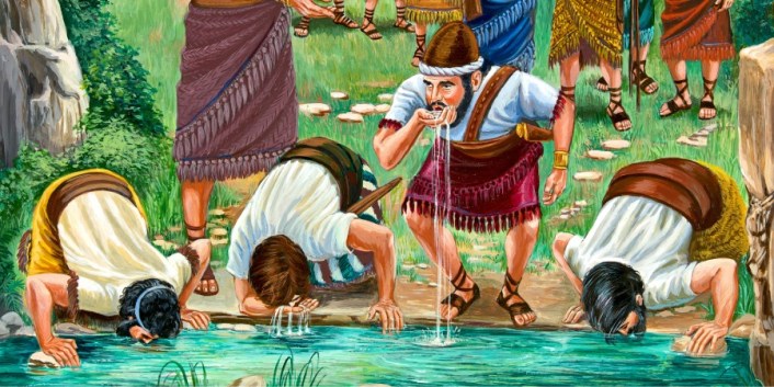 gideon's soldiers drinking at the river